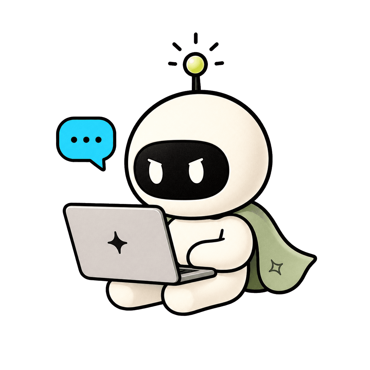 MultiSoul mascot working from a laptop